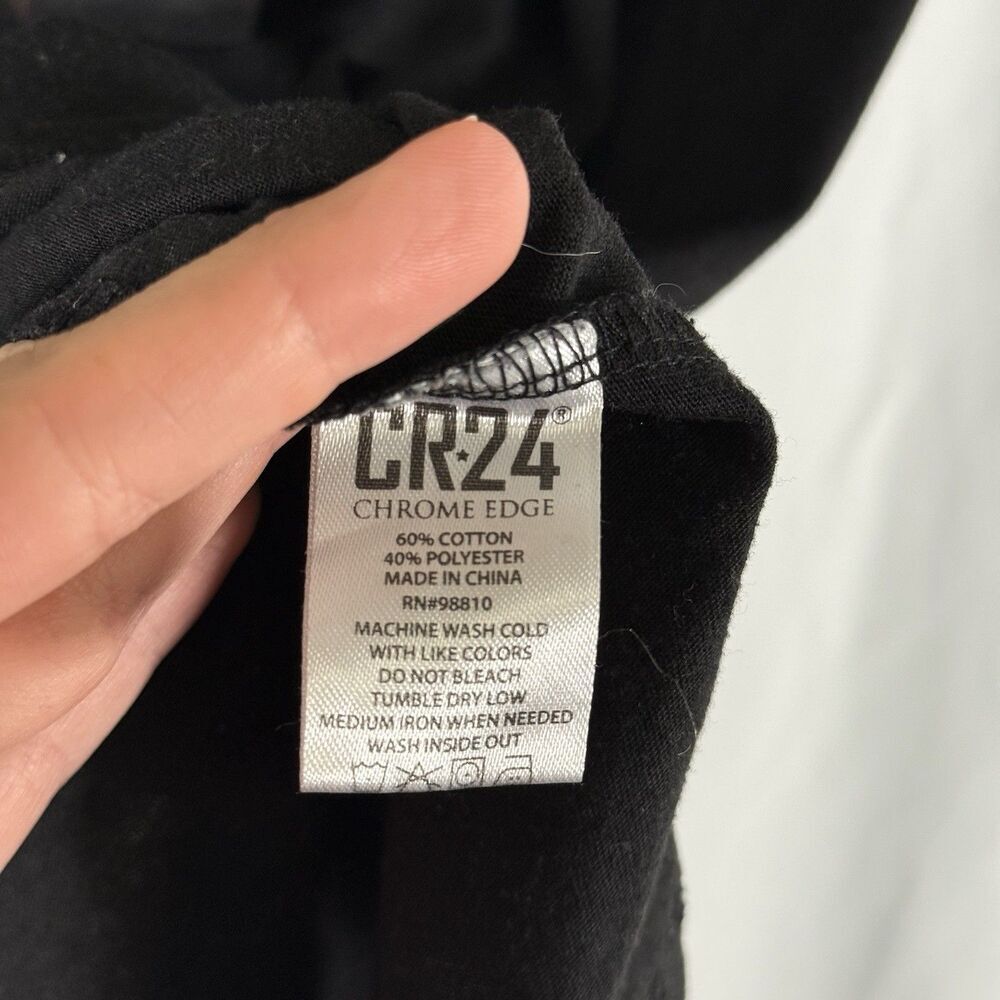 CR24 Chrome Edge Bordo Cromato CR Shirt Men's 2XL Black Never Give Up Short Sl - Picture 6 of 9